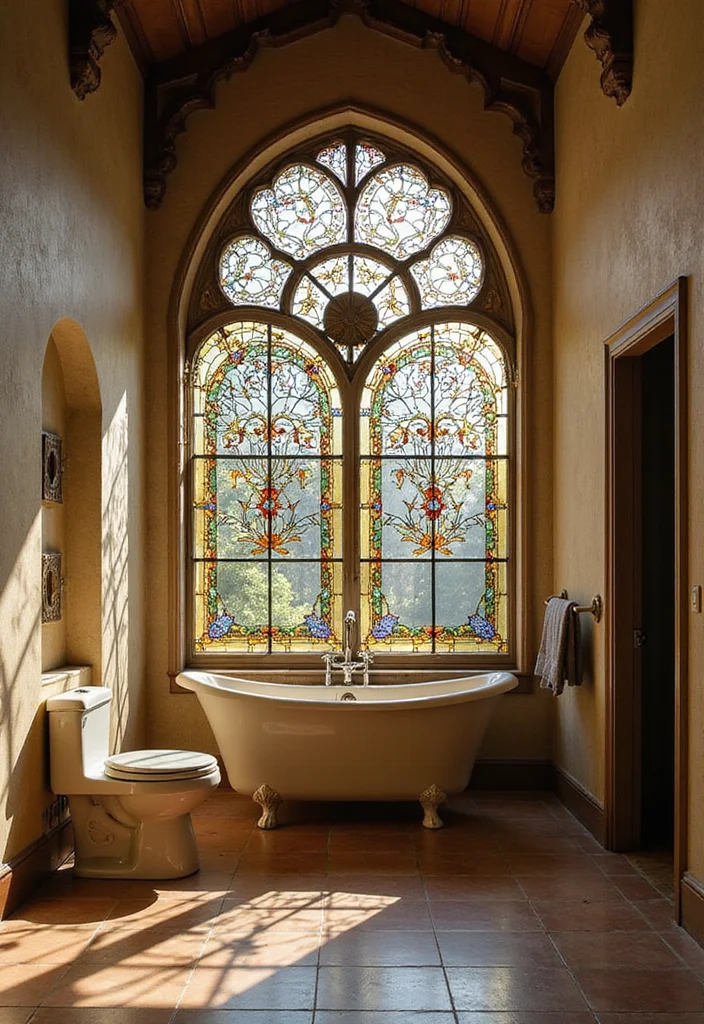 12 Bathroom Window Ideas for Light Privacy and Fresh Air 7. Stained Glass Windows
