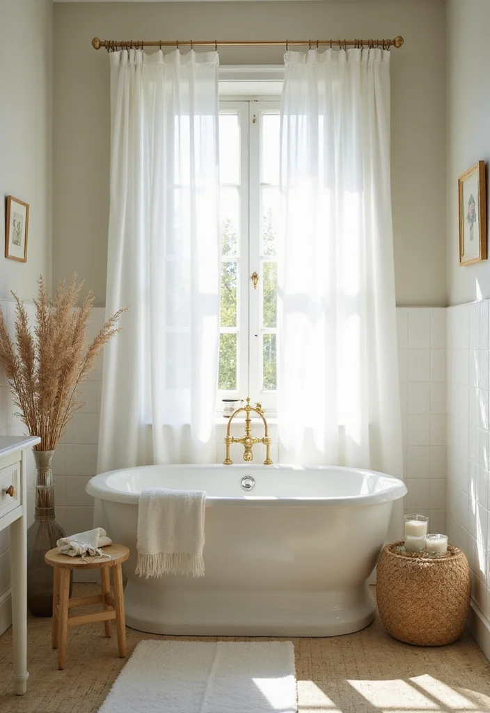 12 Bathroom Window Ideas for Light Privacy and Fresh Air 9. Sheer Curtains