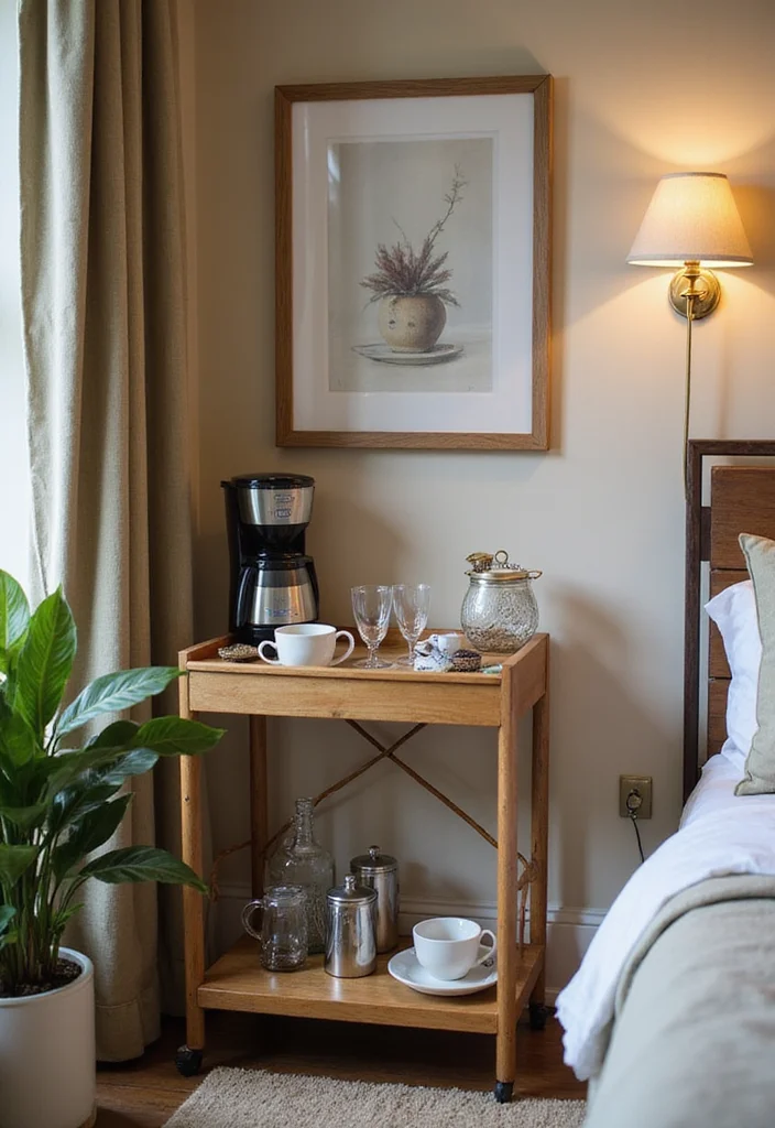 12 Bedroom Corner Ideas for Useful Cozy Functional Spots 11. Relaxing Beverage Station