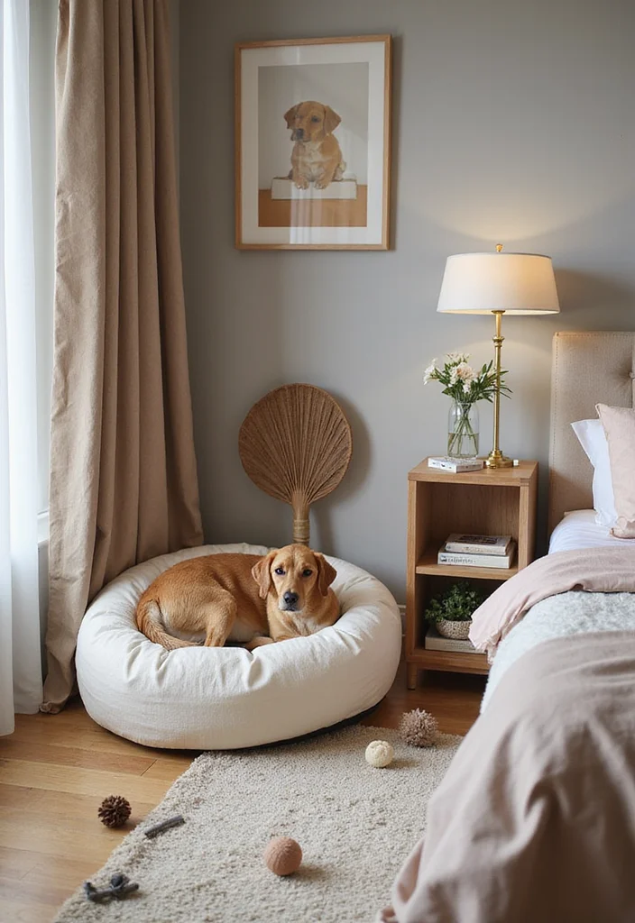 12 Bedroom Corner Ideas for Useful Cozy Functional Spots 6. Stylish Pet Corner