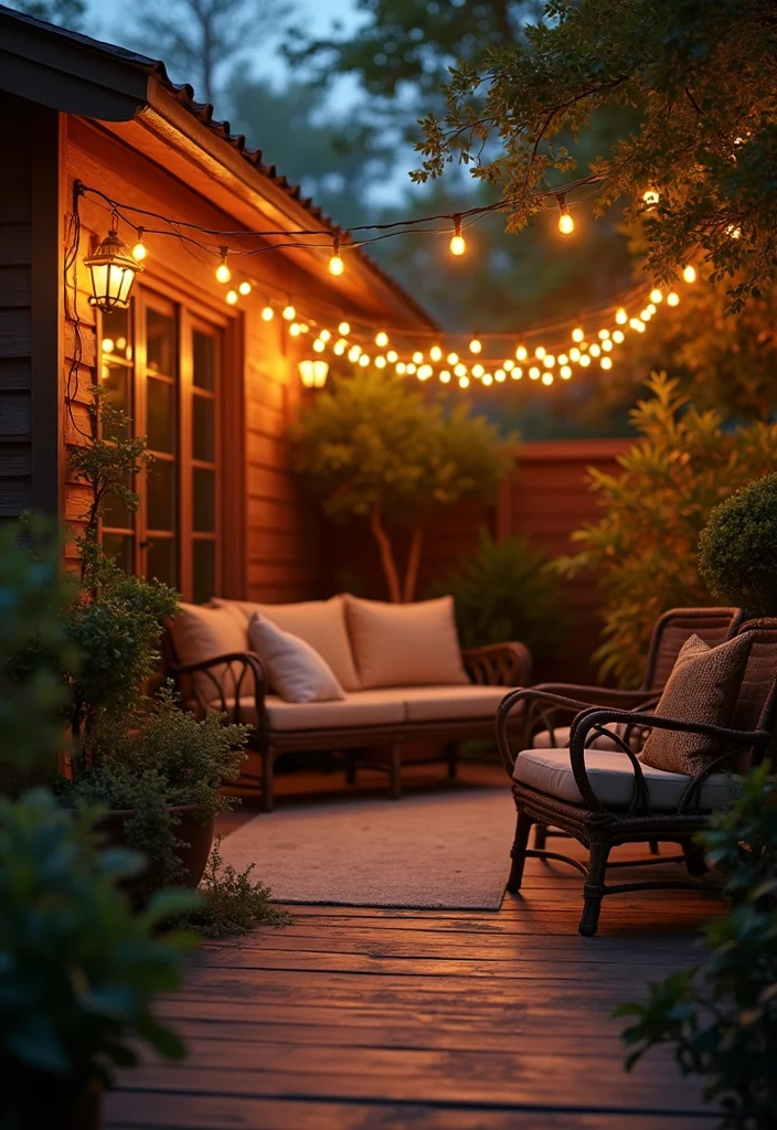 12 Cheap Backyard Patio Ideas for Stylish Low Cost Upgrades 1 12 Cheap Backyard Patio Ideas for Stylish Low Cost Upgrades 1. Dazzling DIY String Lights