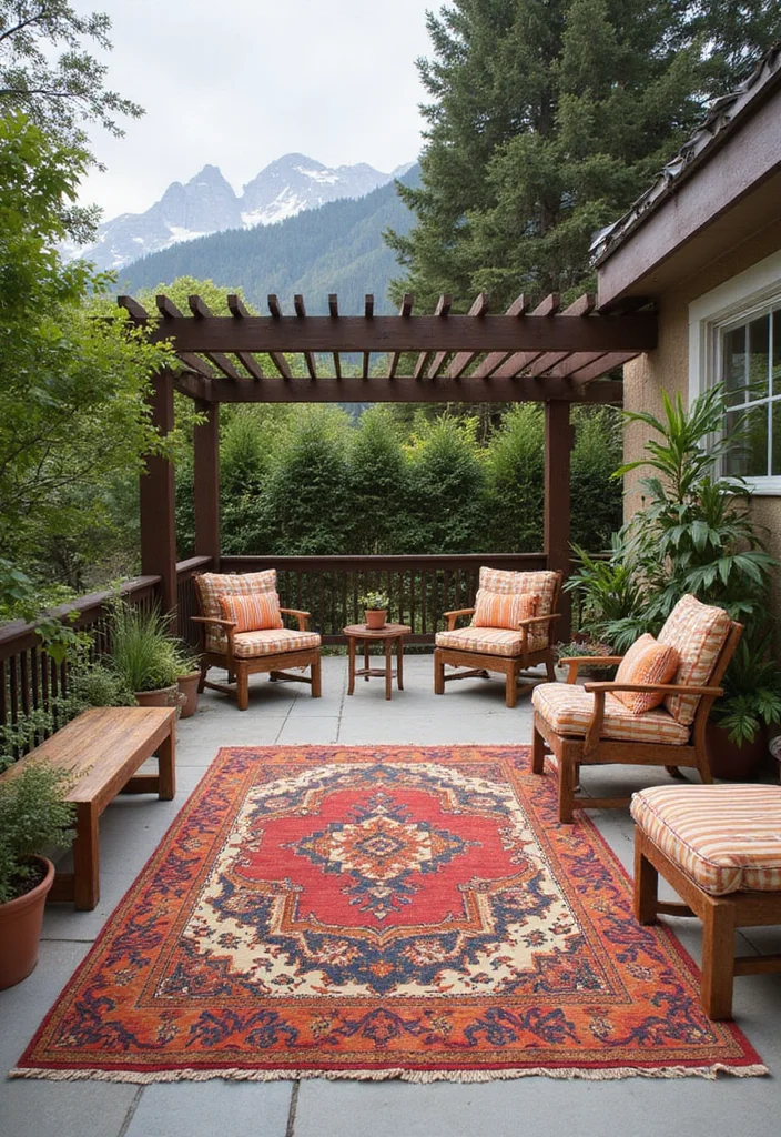 12 Cheap Backyard Patio Ideas for Stylish Low Cost Upgrades 45 12 Cheap Backyard Patio Ideas for Stylish Low Cost Upgrades 5. Stylish Outdoor Rugs