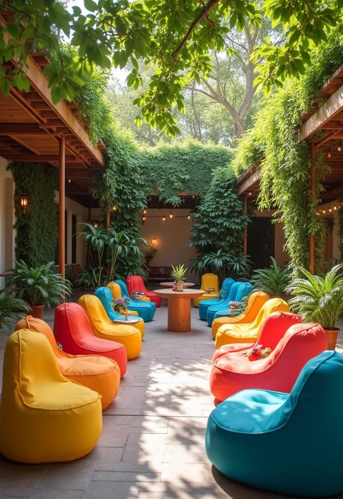 12 Cozy Backyard Lounge Ideas for Relaxed Outdoor Sitting 67 12 Cozy Backyard Lounge Ideas for Relaxed Outdoor Sitting 7. Colorful Bean Bag Chairs