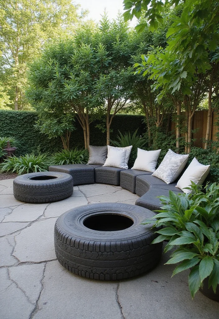 12 Cozy Backyard Lounge Ideas for Relaxed Outdoor Sitting 89 12 Cozy Backyard Lounge Ideas for Relaxed Outdoor Sitting 9. Recycled Tire Seating