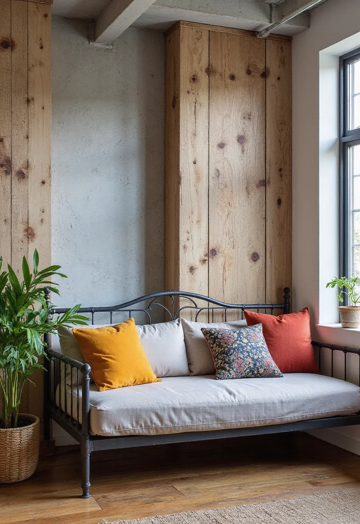 12 Daybed Living Room Ideas for Flexible Seating and Relaxation 34 12 Daybed Living Room Ideas for Flexible Seating and Relaxation 4. Industrial Chic