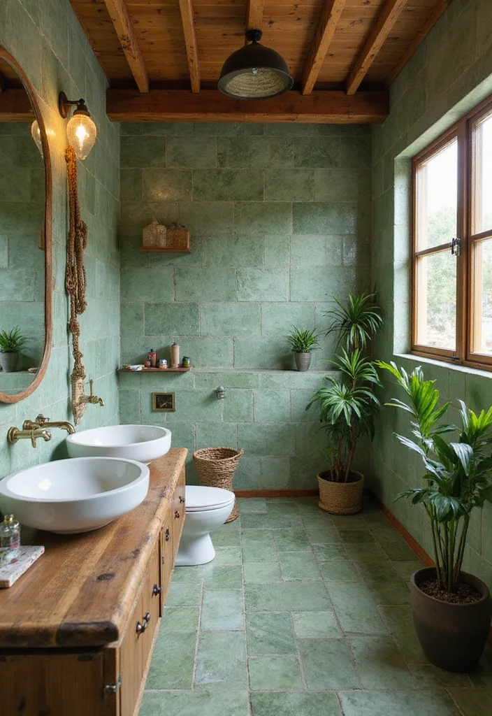 12 Green Tile Bathroom Ideas for Fresh Natural Modern Vibes 12. Eco Friendly Recycled Tiles