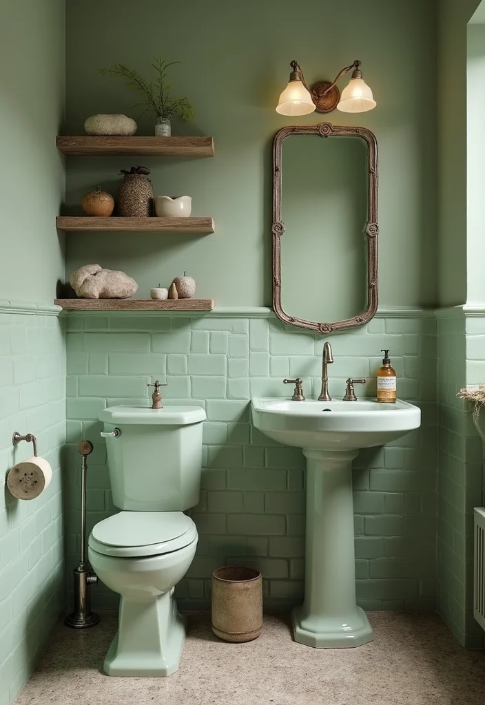 12 Green Tile Bathroom Ideas for Fresh Natural Modern Vibes 5. Earthy Sage Green