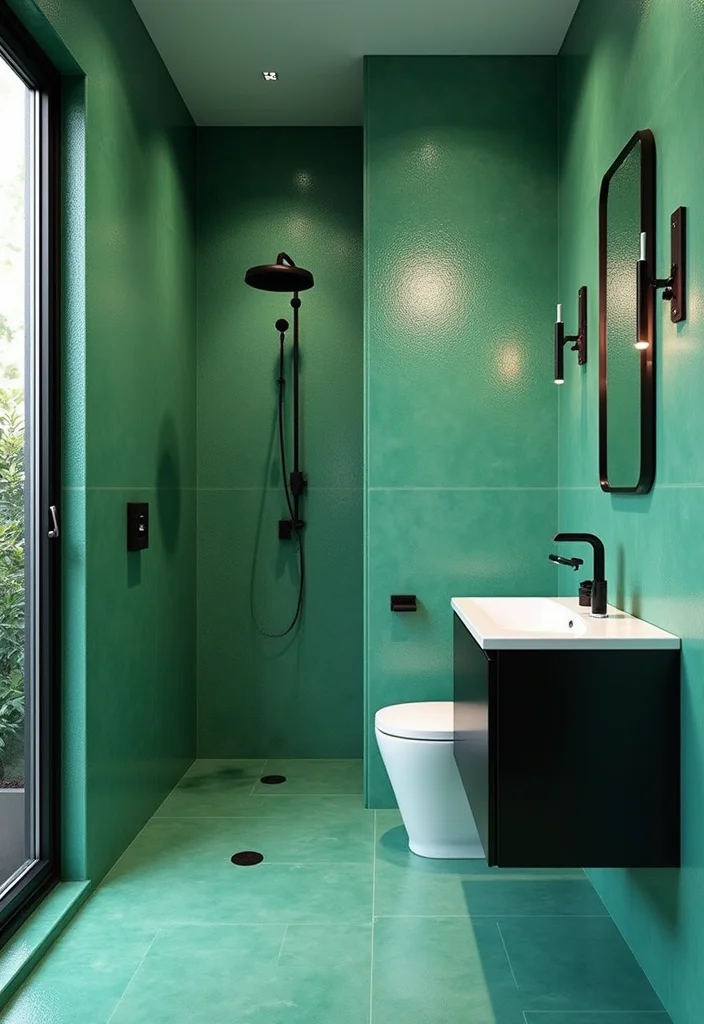 12 Green Tile Bathroom Ideas for Fresh Natural Modern Vibes 9. Cool Jade Green