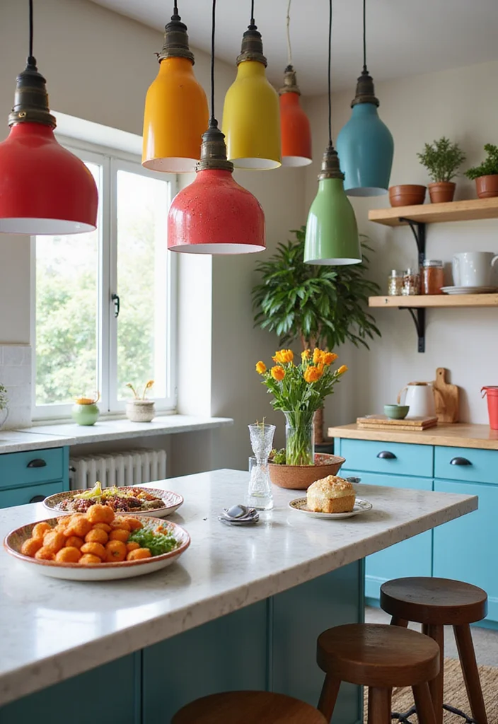 12 Kitchen Island Pendant Lighting Ideas for Bright Modern Ambience 89 12 Kitchen Island Pendant Lighting Ideas for Bright Modern Ambience 9. Colorful Pendant Fixtures