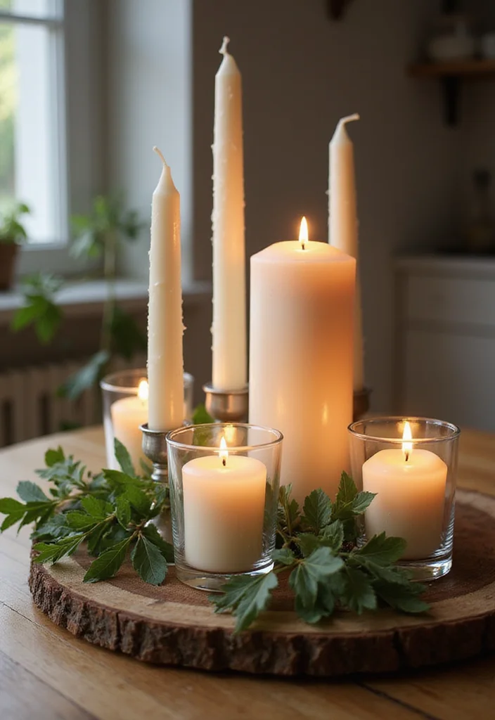 12 Kitchen Table Centerpiece Ideas for Simple Stylish Decor 4. Candles in Glass Holders
