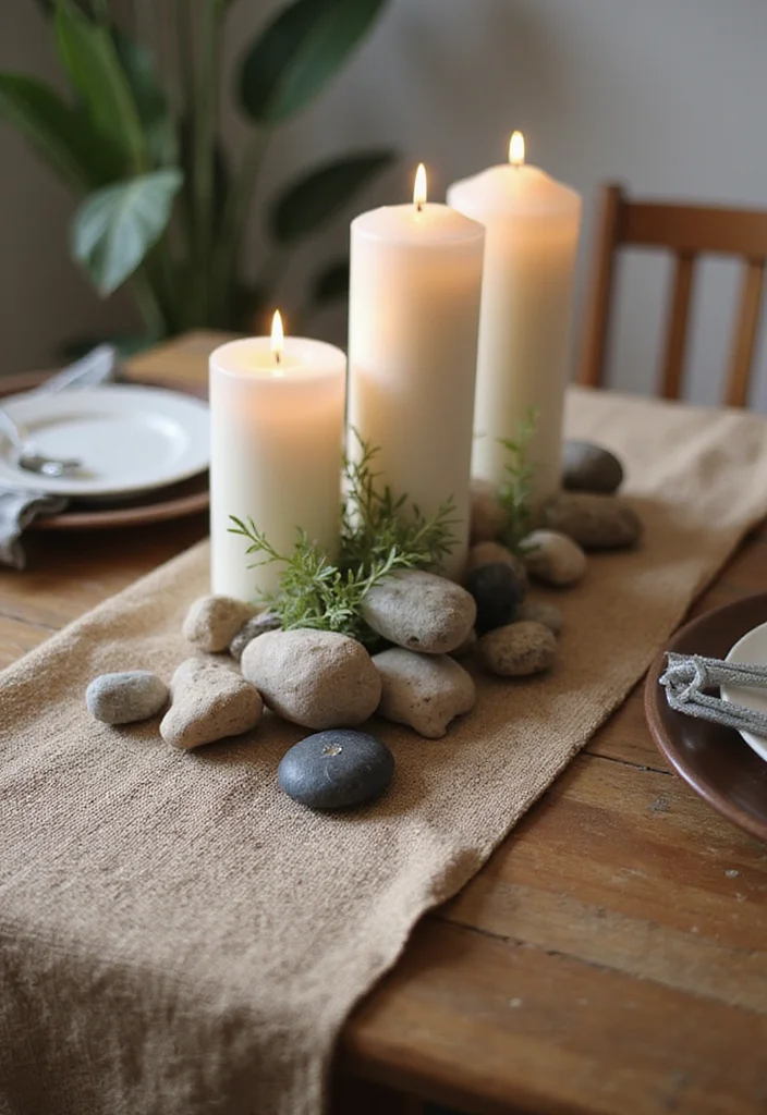 12 Kitchen Table Centerpiece Ideas for Simple Stylish Decor 8. Simple Table Runner with Natural Decor