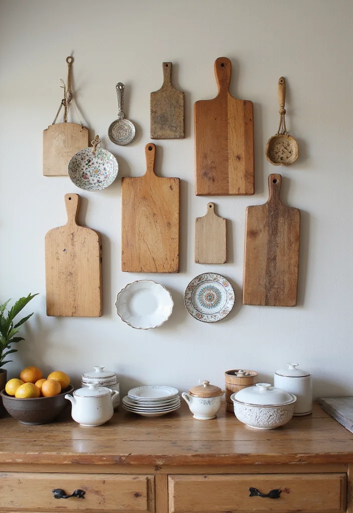 12 Kitchen Wall Art Ideas for Personality Style and Color 2. Upcycled Vintage Finds