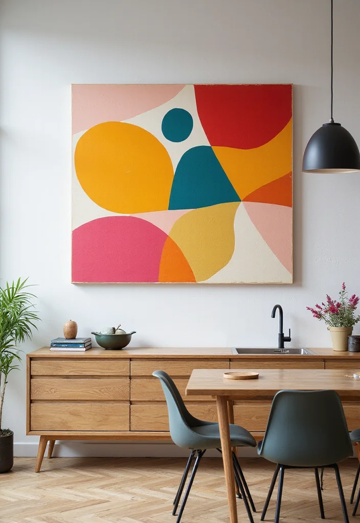 12 Kitchen Wall Art Ideas for Personality Style and Color 8. Geometric Designs for a Modern Touch