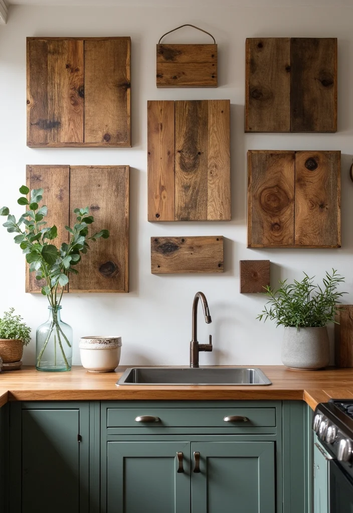 12 Kitchen Wall Art Ideas for Personality Style and Color 9. Reclaimed Wood Art Pieces
