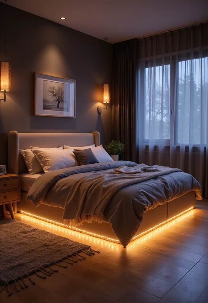 12 LED Lights Bedroom Ideas for a Modern Glowing Atmosphere 1 12 LED Lights Bedroom Ideas for a Modern Glowing Atmosphere 1. Under Bed LED Strips for a Floating Effect