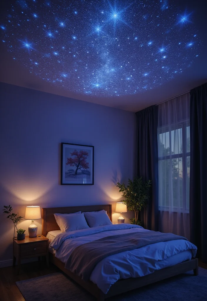 12 LED Lights Bedroom Ideas for a Modern Glowing Atmosphere 122 12 LED Lights Bedroom Ideas for a Modern Glowing Atmosphere 12. LED Projection Lights for Starry Nights