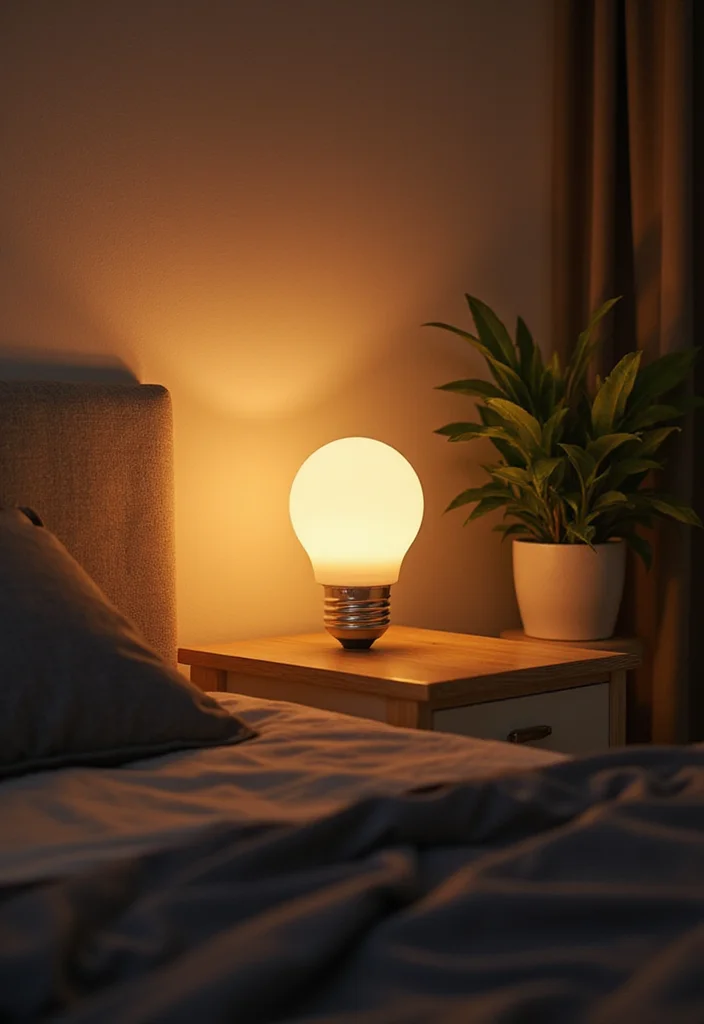 12 LED Lights Bedroom Ideas for a Modern Glowing Atmosphere 23 12 LED Lights Bedroom Ideas for a Modern Glowing Atmosphere 3. Smart LED Bulbs for Versatile Mood Lighting