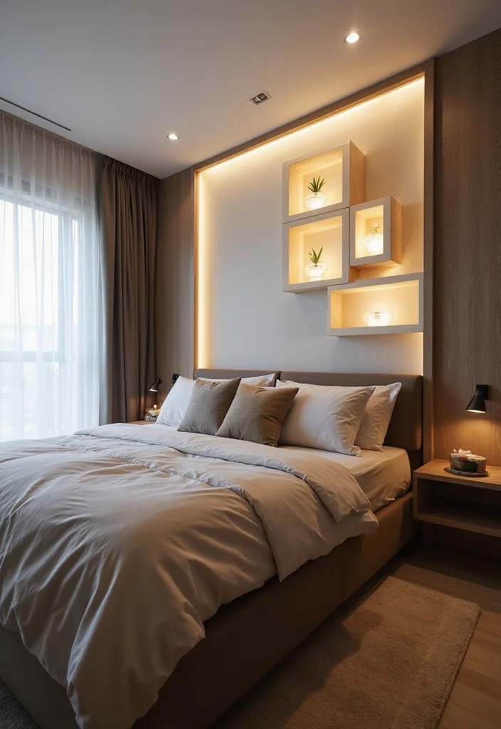 12 LED Lights Bedroom Ideas for a Modern Glowing Atmosphere 89 12 LED Lights Bedroom Ideas for a Modern Glowing Atmosphere 9. LED Light Cubes for Functional Decor