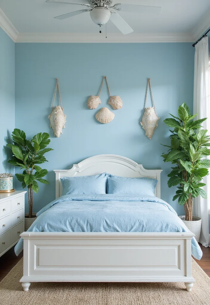 12 Light Blue Bedroom Ideas for Calm Soft Relaxing Style 1. Coastal Breeze Embracing Nautical Elements