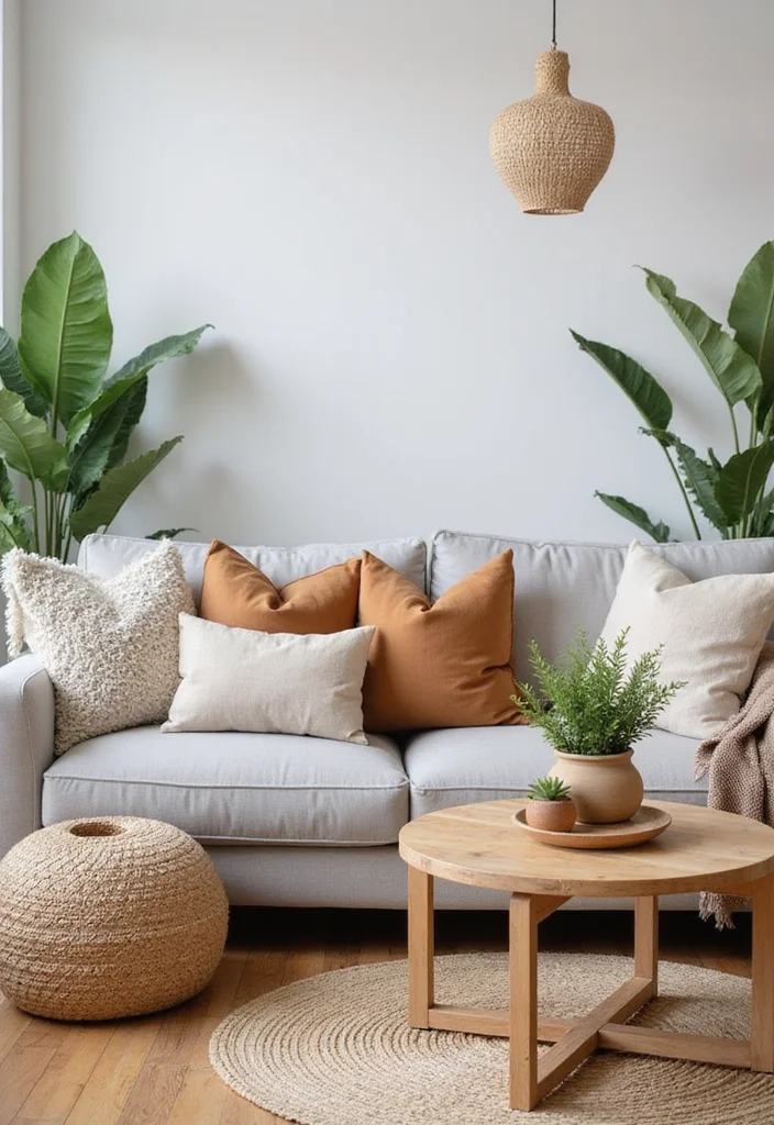 12 Light Grey Couch Living Room Ideas for Soft Calm Neutrals 23 12 Light Grey Couch Living Room Ideas for Soft Calm Neutrals 3. Accent with Earthy Tones