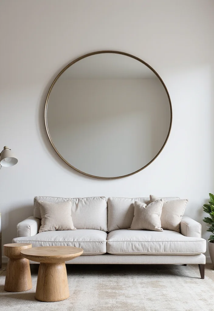 12 Living Room Mirror Ideas for Light Space and Modern Style 1 12 Living Room Mirror Ideas for Light Space and Modern Style 1. Oversized Round Mirrors