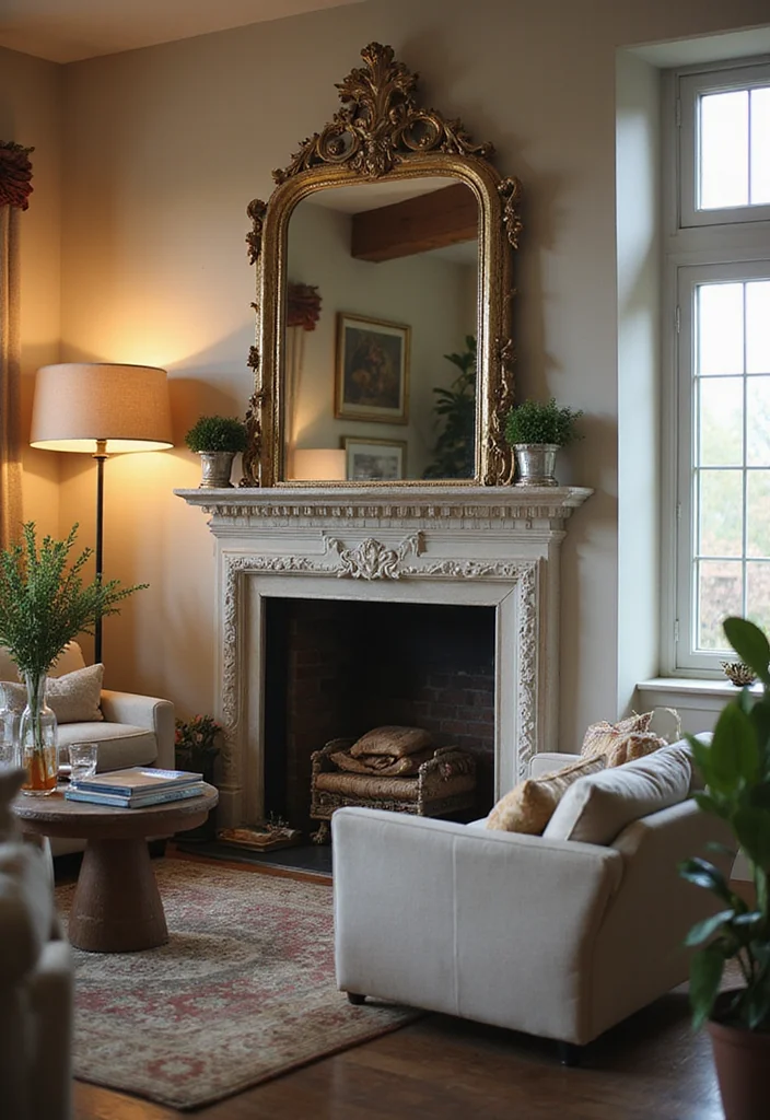 12 Living Room Mirror Ideas for Light Space and Modern Style 56 12 Living Room Mirror Ideas for Light Space and Modern Style 6. Vintage Inspired Mirrors