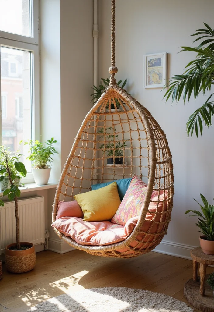 12 No Couch Living Room Ideas for Minimal Open Stylish Layouts 67 12 No Couch Living Room Ideas for Minimal Open Stylish Layouts 7. Hanging Chairs