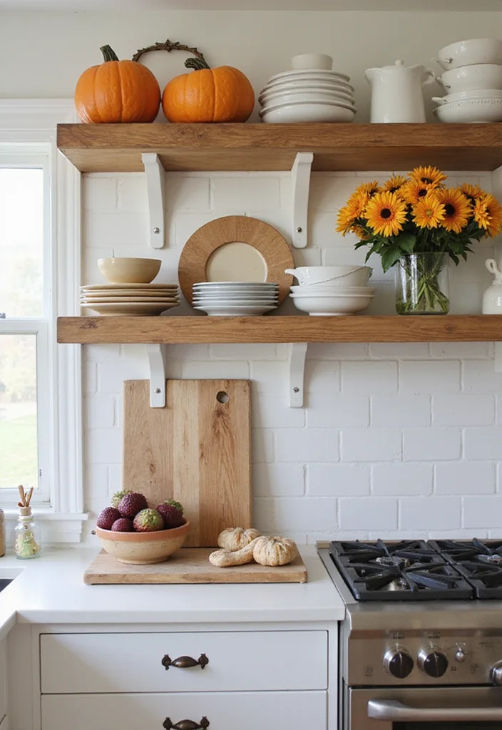 12 Open Kitchen Cabinets Ideas for Airy Accessible Everyday Style 111 12 Open Kitchen Cabinets Ideas for Airy Accessible Everyday Style 11. Seasonal Display Rotation