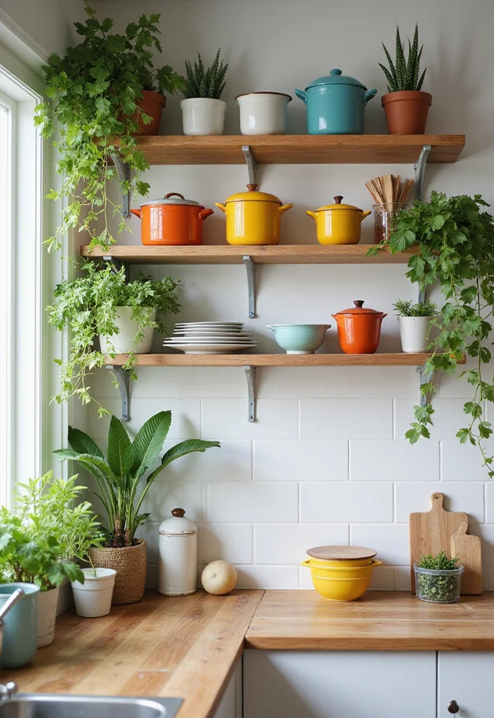 12 Open Kitchen Cabinets Ideas for Airy Accessible Everyday Style 45 12 Open Kitchen Cabinets Ideas for Airy Accessible Everyday Style 5. Open Shelving with Plants