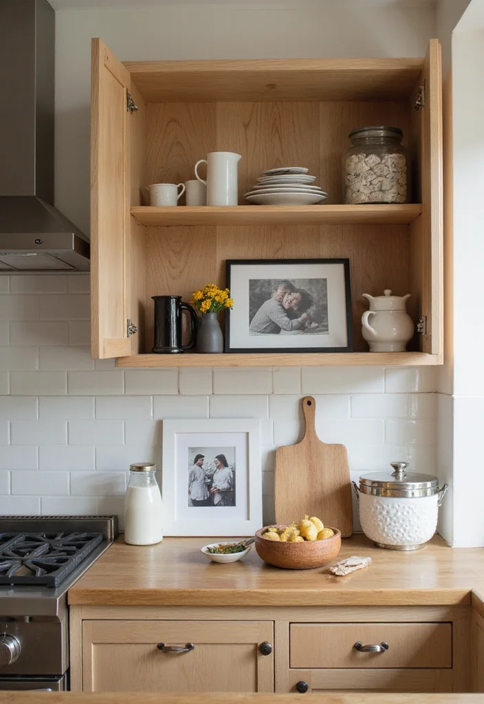 12 Open Kitchen Cabinets Ideas for Airy Accessible Everyday Style 89 12 Open Kitchen Cabinets Ideas for Airy Accessible Everyday Style 9. Personalizing with Family Photos