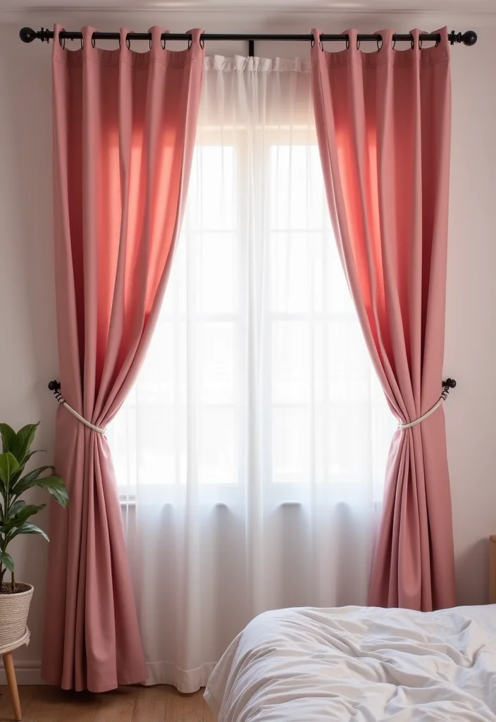 12 Pink and Black Bedroom Ideas for Bold Playful Stylish Contrast 10. Elegant Curtains