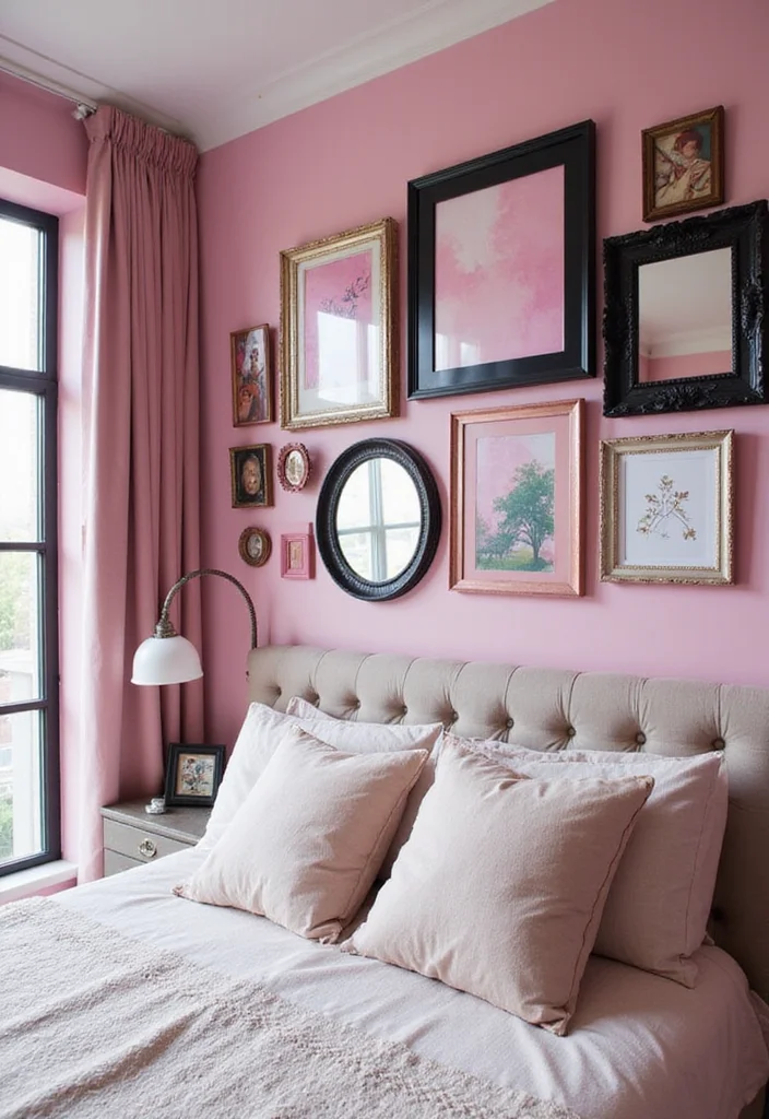 12 Pink and Black Bedroom Ideas for Bold Playful Stylish Contrast 7. Statement Wall Art