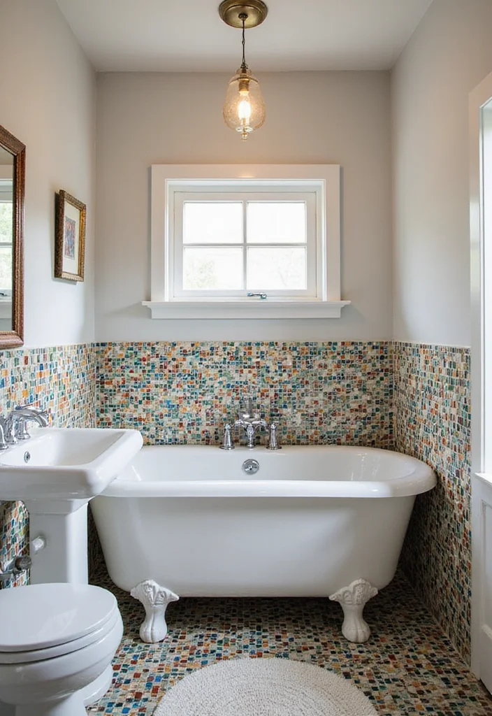 12 Small Bathroom Ideas With Tub for Smart Space Efficient Layouts 89 12 Small Bathroom Ideas With Tub for Smart Space Efficient Layouts 9. Mosaic Tiles for Visual Interest