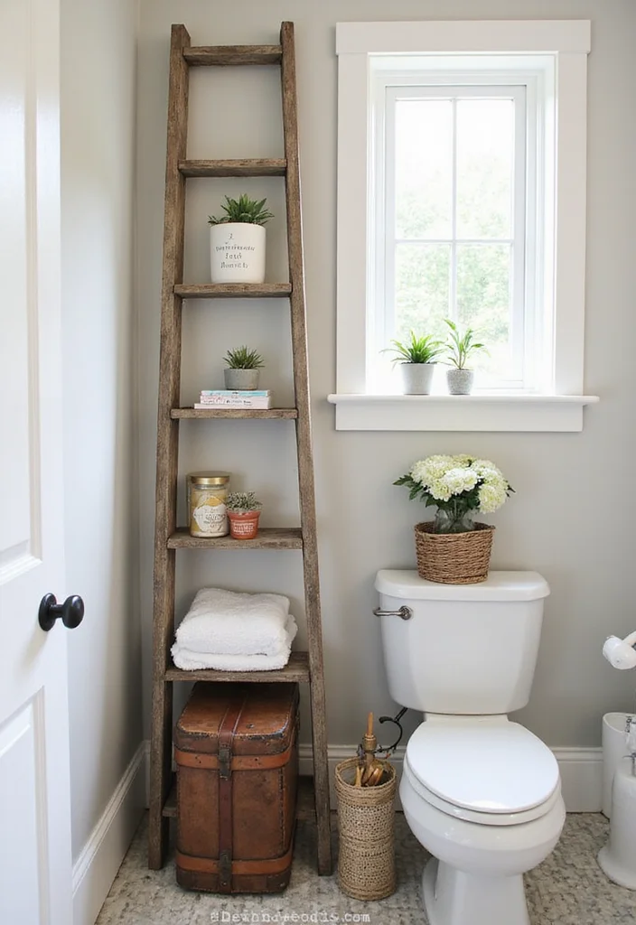 12 Small Farmhouse Bathroom Ideas for Warm Rustic Charm 8. Repurposed Items