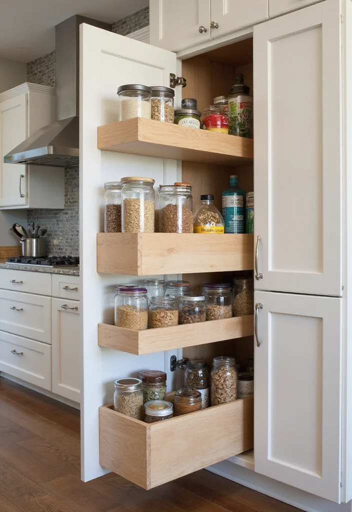 12 Small Kitchen Cabinets Ideas for Efficient Storage Solutions 67 12 Small Kitchen Cabinets Ideas for Efficient Storage Solutions 7. Pull Out Pantry Cabinets