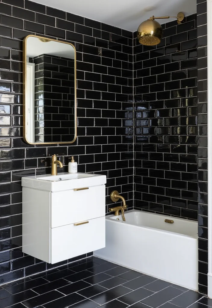 12 Subway Tile Bathroom Ideas for Timeless Clean Classic Style 12 12 Subway Tile Bathroom Ideas for Timeless Clean Classic Style 2. Glossy Black Subway Tiles for a Bold Statement