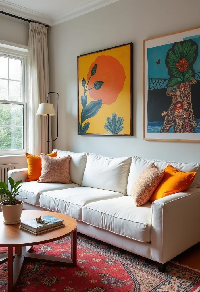 12 White Sofa Living Room Ideas for Bright Clean Airy Looks 111 12 White Sofa Living Room Ideas for Bright Clean Airy Looks 11. Artistic Flair