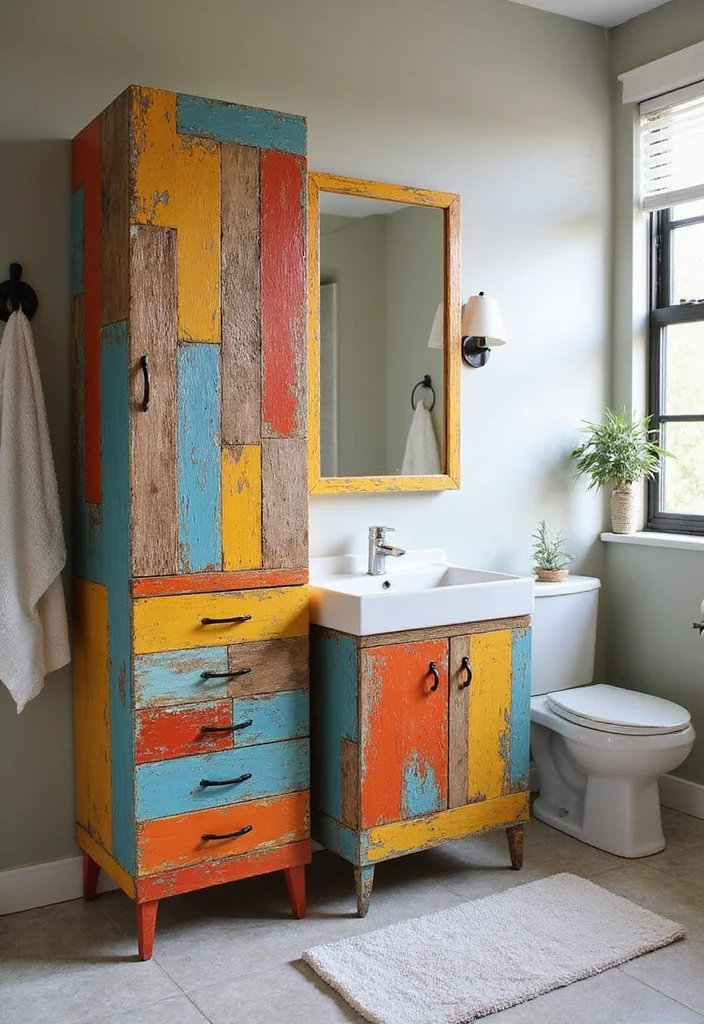 14 Bathroom Cabinets Ideas for Better Storage and Clean Lines 122 14 Bathroom Cabinets Ideas for Better Storage and Clean Lines 12. Colorful Accent Cabinets