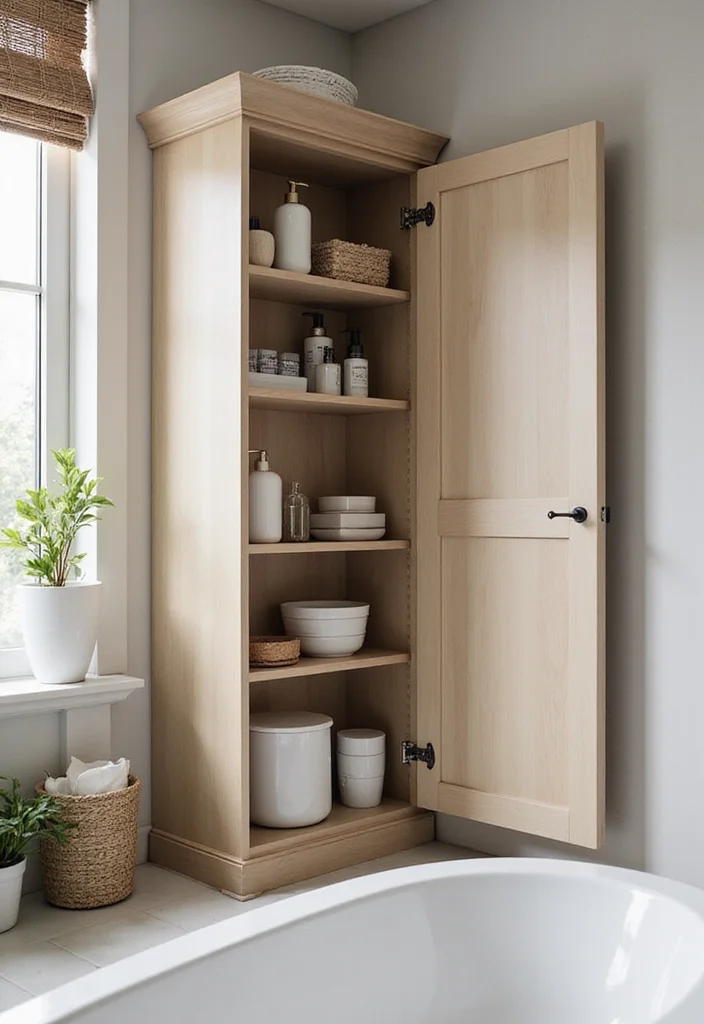 14 Bathroom Cabinets Ideas for Better Storage and Clean Lines 45 14 Bathroom Cabinets Ideas for Better Storage and Clean Lines 5. Corner Cabinets for Clever Space Usage