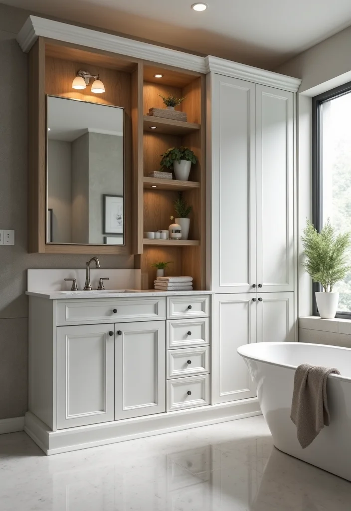 14 Bathroom Cabinets Ideas for Better Storage and Clean Lines 78 14 Bathroom Cabinets Ideas for Better Storage and Clean Lines 8. Built In Cabinets for Seamless Design