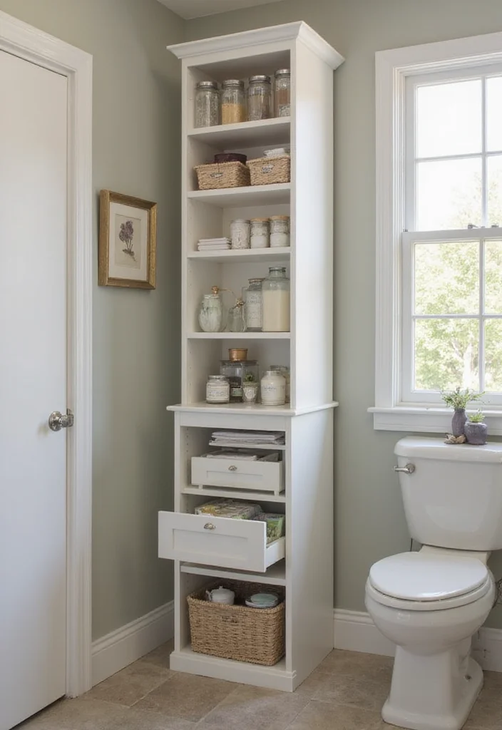 14 Bathroom Cabinets Ideas for Better Storage and Clean Lines 89 14 Bathroom Cabinets Ideas for Better Storage and Clean Lines 9. Vertical Storage Solutions