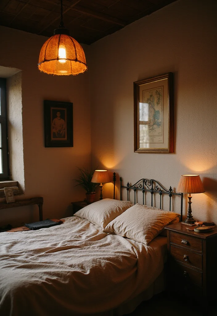 14 Cottage Bedroom Ideas for Soft Cozy Comfortable Charm 111 14 Cottage Bedroom Ideas for Soft Cozy Comfortable Charm 11. Vintage Lighting Fixtures