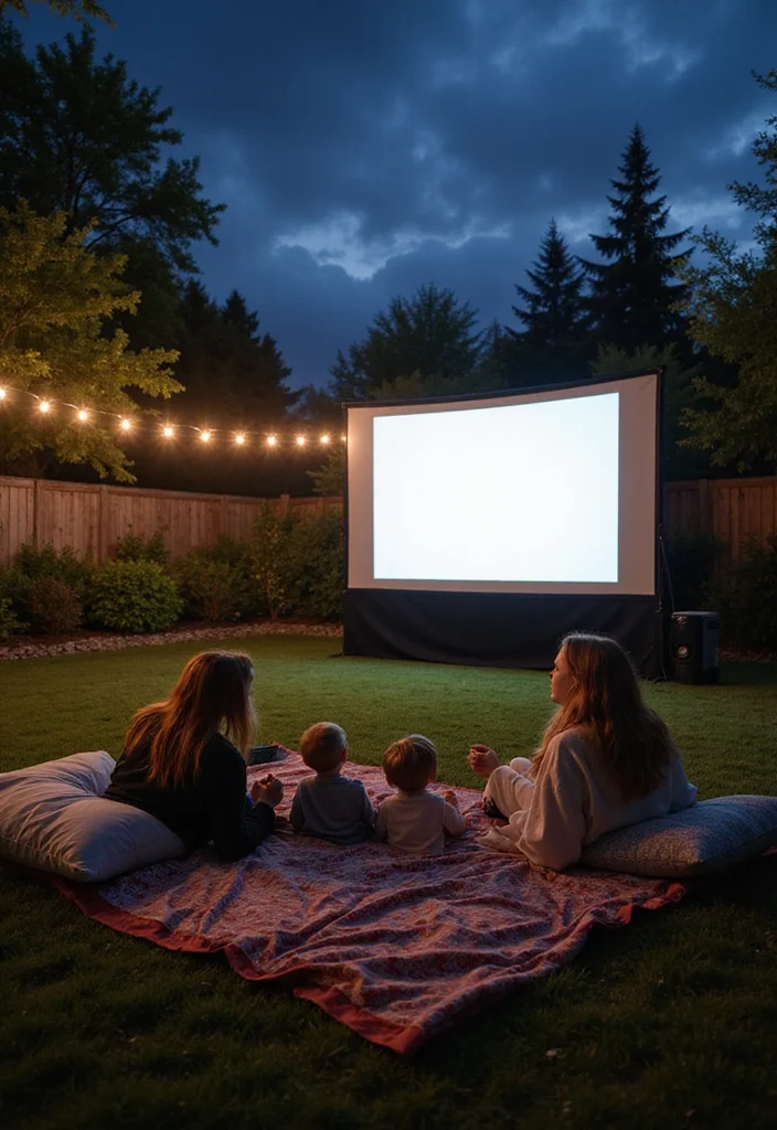 14 Family Backyard Ideas for Fun Comfortable Shared Living 34 14 Family Backyard Ideas for Fun Comfortable Shared Living 4. Outdoor Movie Night Setup