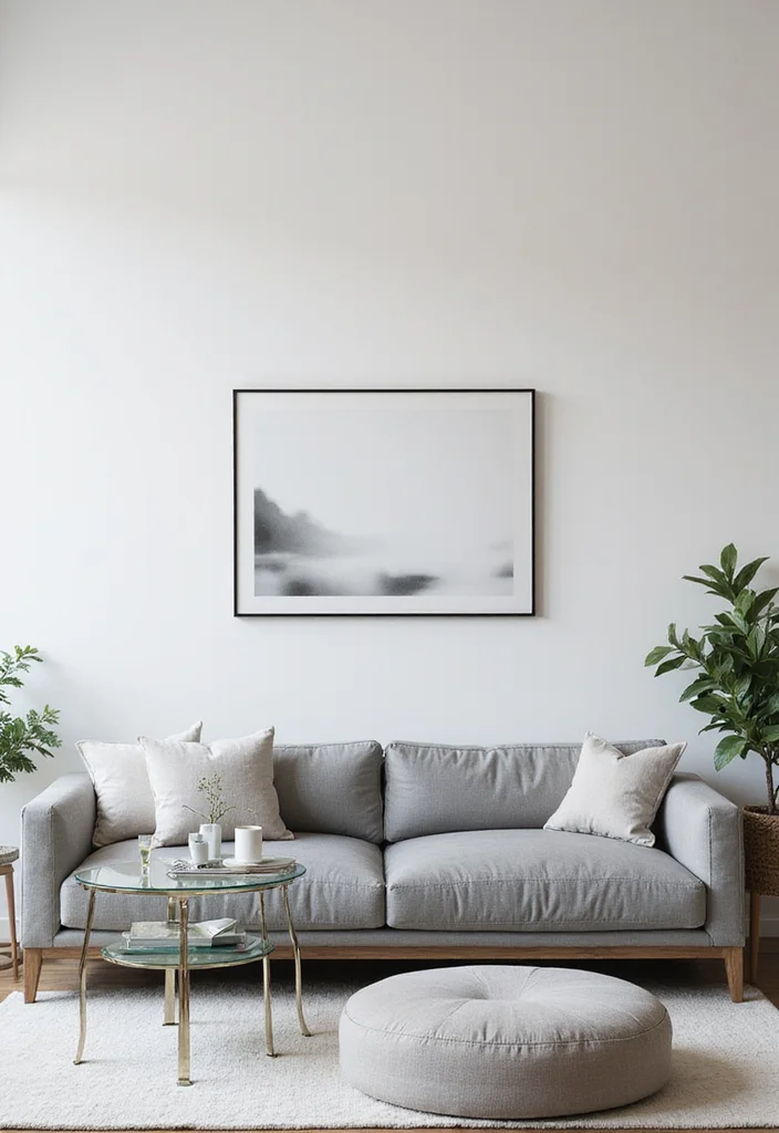 14 Grey Sectional Living Room Ideas for Comfy Modern Neutral Style 2. Minimalist Grey Sectional with Monochrome Decor