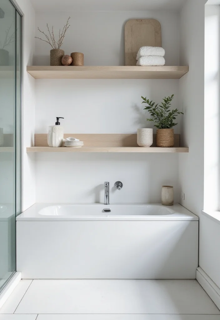 14 Minimalist Bathroom Ideas for Clean Calm Modern Style 122 14 Minimalist Bathroom Ideas for Clean Calm Modern Style 12. Open Shelving