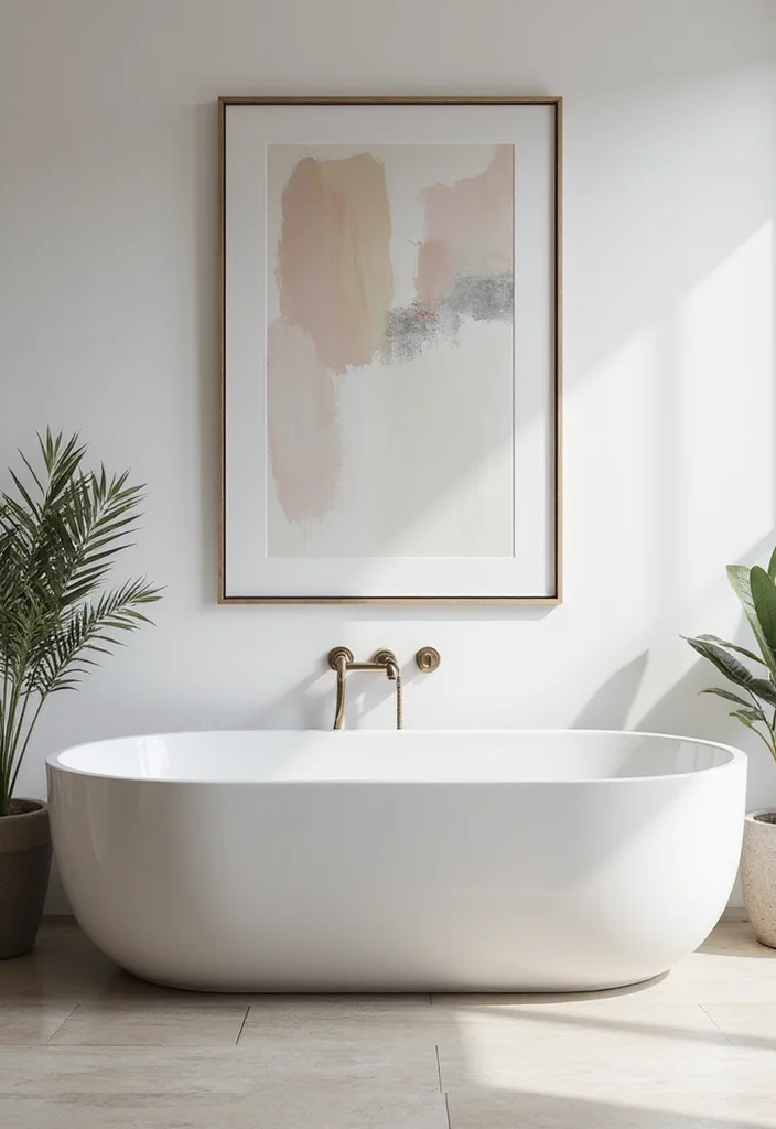 14 Minimalist Bathroom Ideas for Clean Calm Modern Style 133 14 Minimalist Bathroom Ideas for Clean Calm Modern Style 13. Minimalist Wall Art