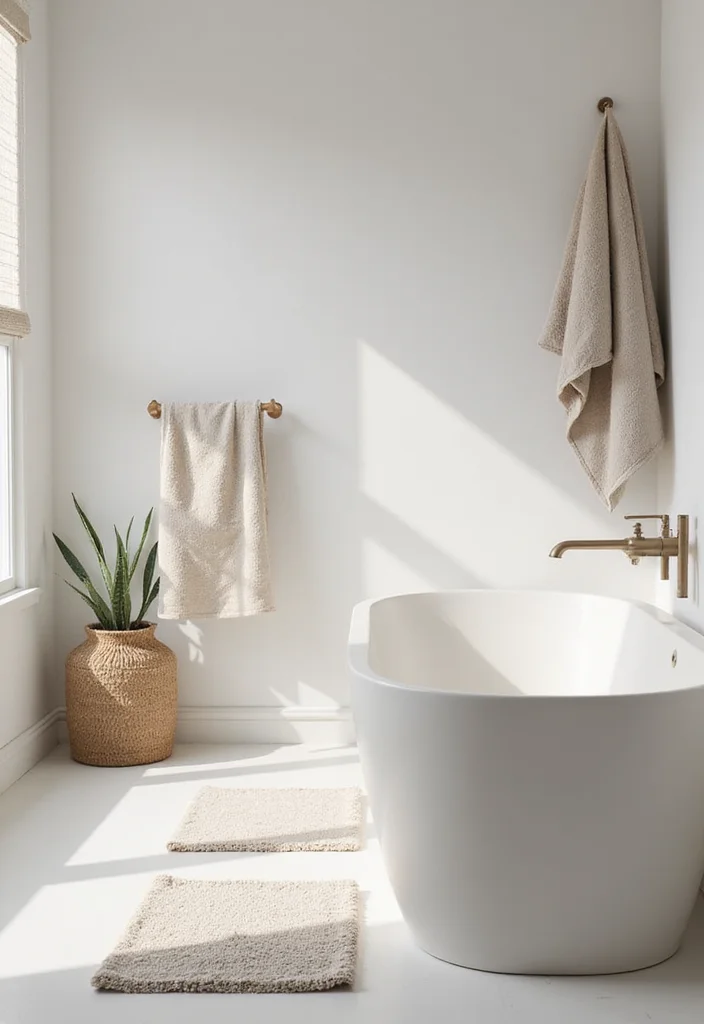 14 Minimalist Bathroom Ideas for Clean Calm Modern Style 67 14 Minimalist Bathroom Ideas for Clean Calm Modern Style 7. Simple Textiles