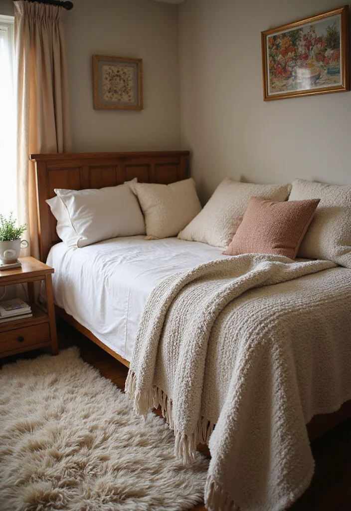 15 Small Bedroom Design Ideas for Better Flow and More Space 7. Cozy Textiles and Layers