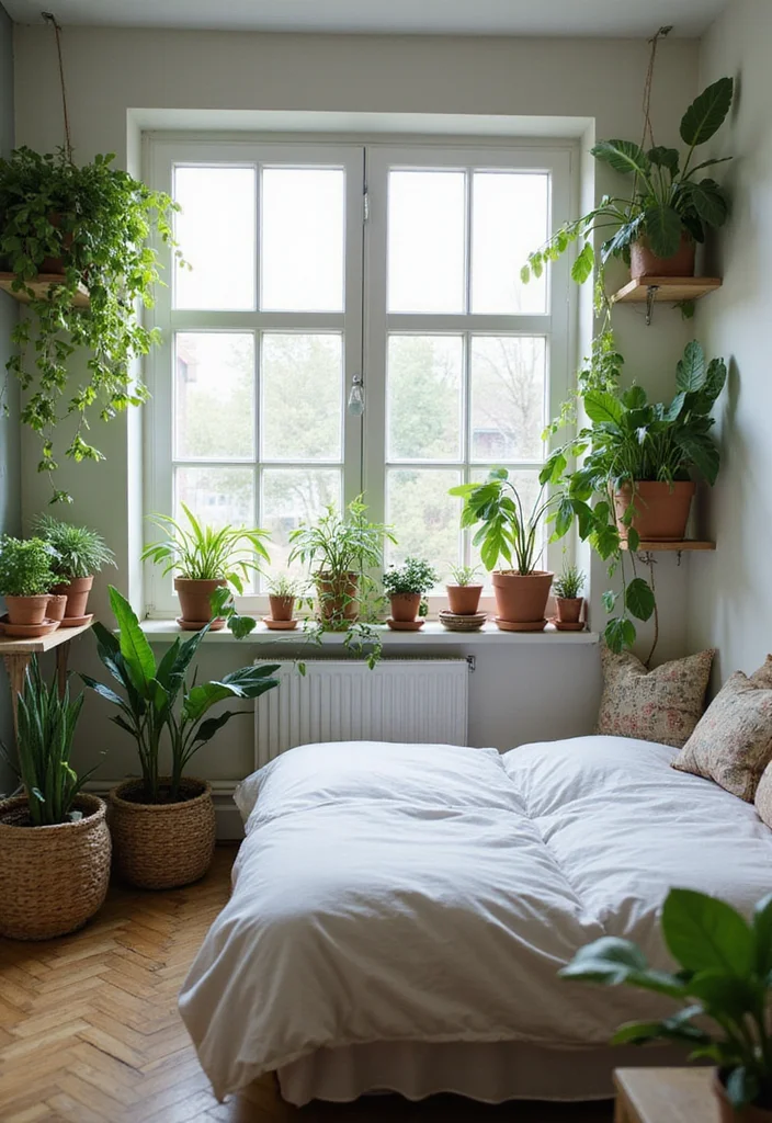 15 Small Bedroom Design Ideas for Better Flow and More Space 8. Plants as Decor