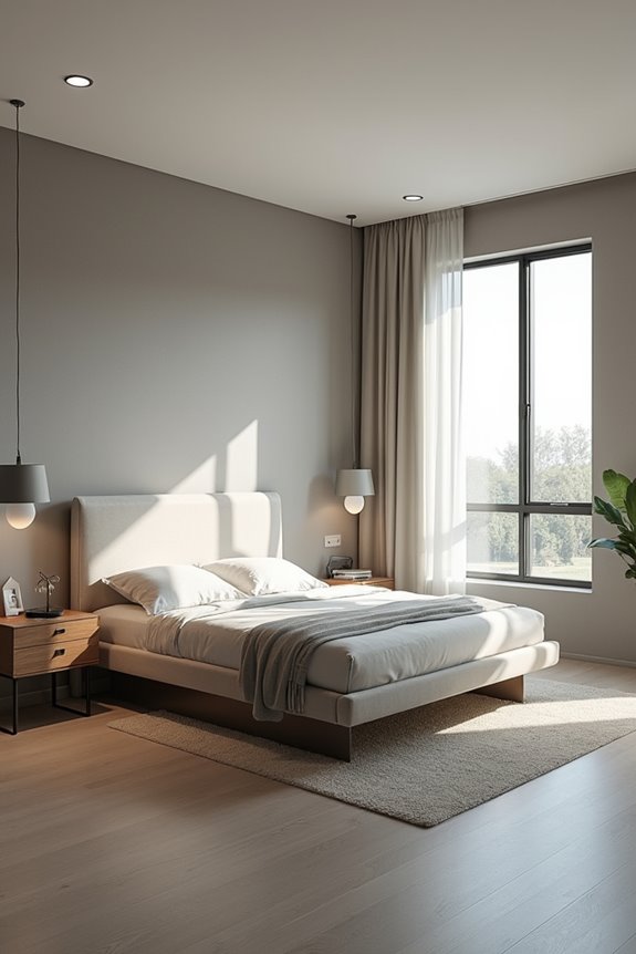 bed against longer wall optimizes space